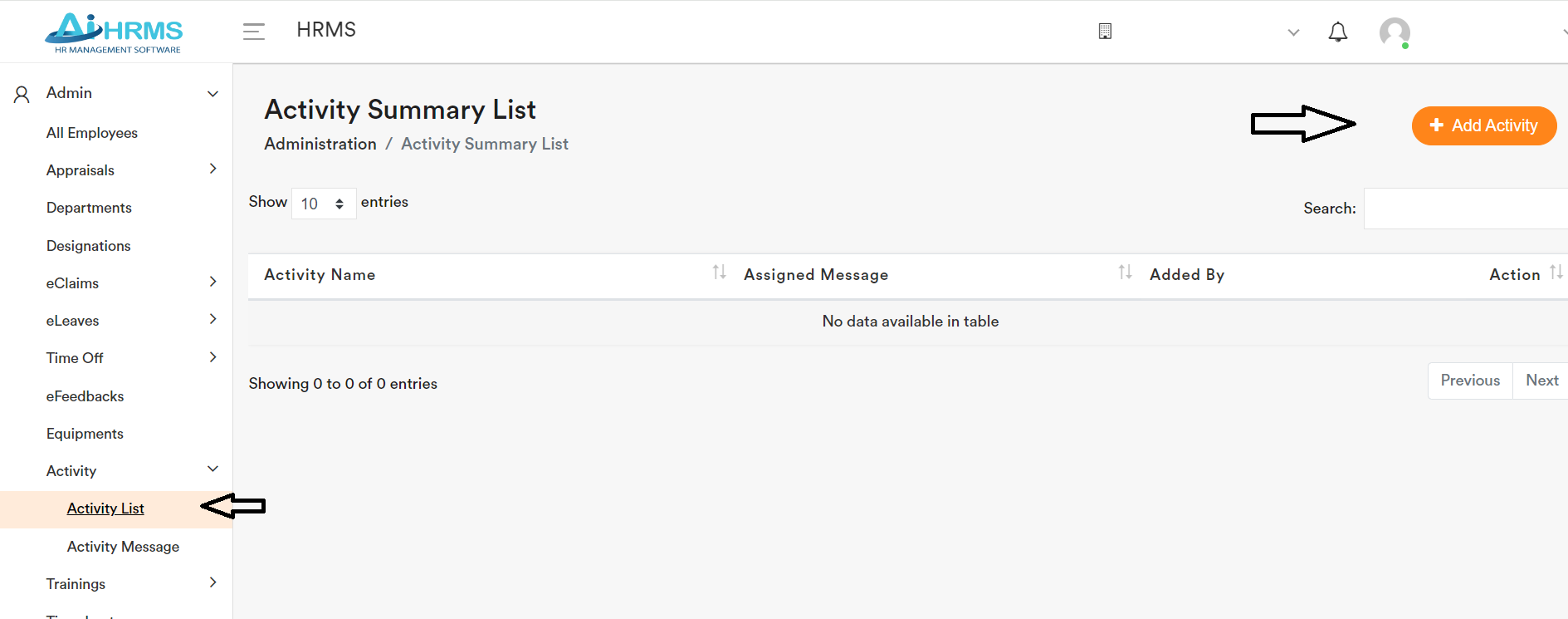 Activity Setup (Admin) 1